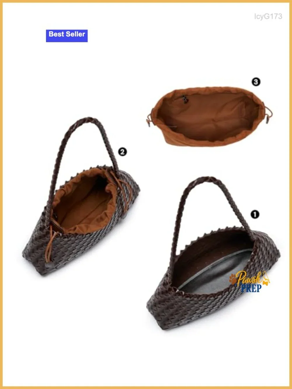 Vegan Leather Woven Hobo Shoulder Bag with Braided Strap Drawstring Pouch